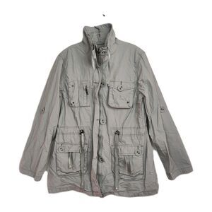 B.U.M Equipment Full-Zip Jacket Women's Size L Gray Large Buttons Pockets